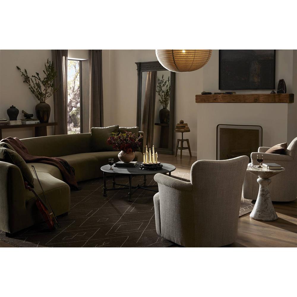 Alastair Modern Classic Beige Marble Round End Table|