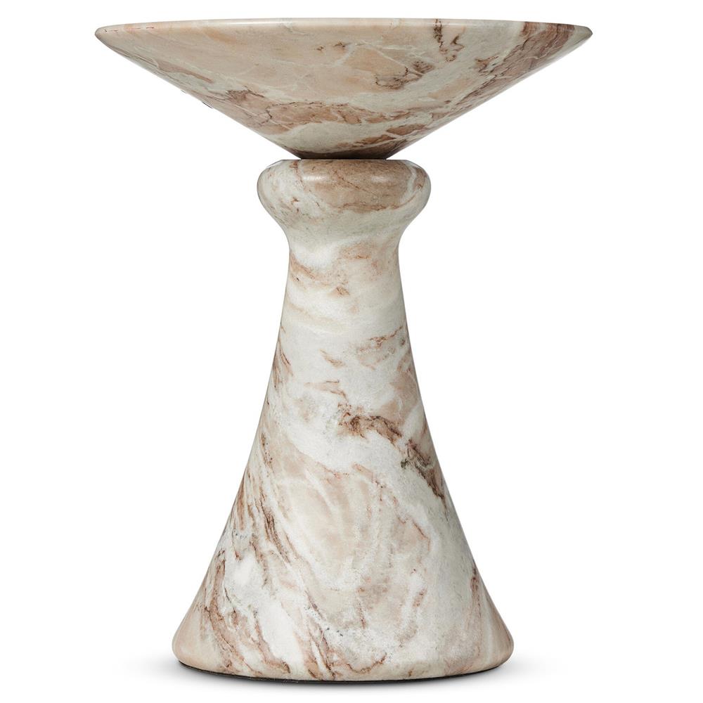 Alastair Modern Classic Beige Marble Round End Table|