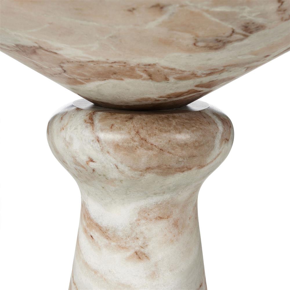 Alastair Modern Classic Beige Marble Round End Table|