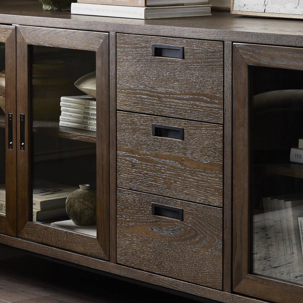 Audra Rustic Lodge Brown Oak Media Console - 82