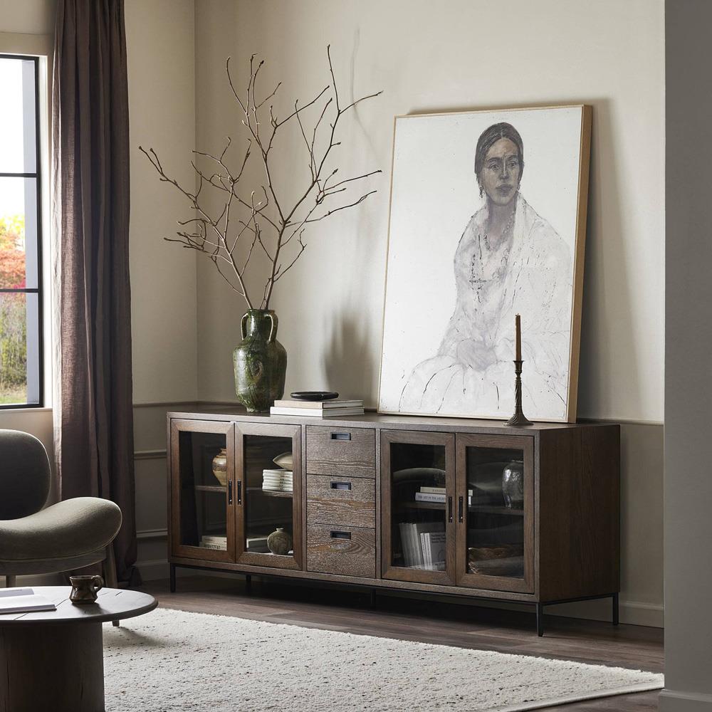 Audra Rustic Lodge Brown Oak Media Console - 82