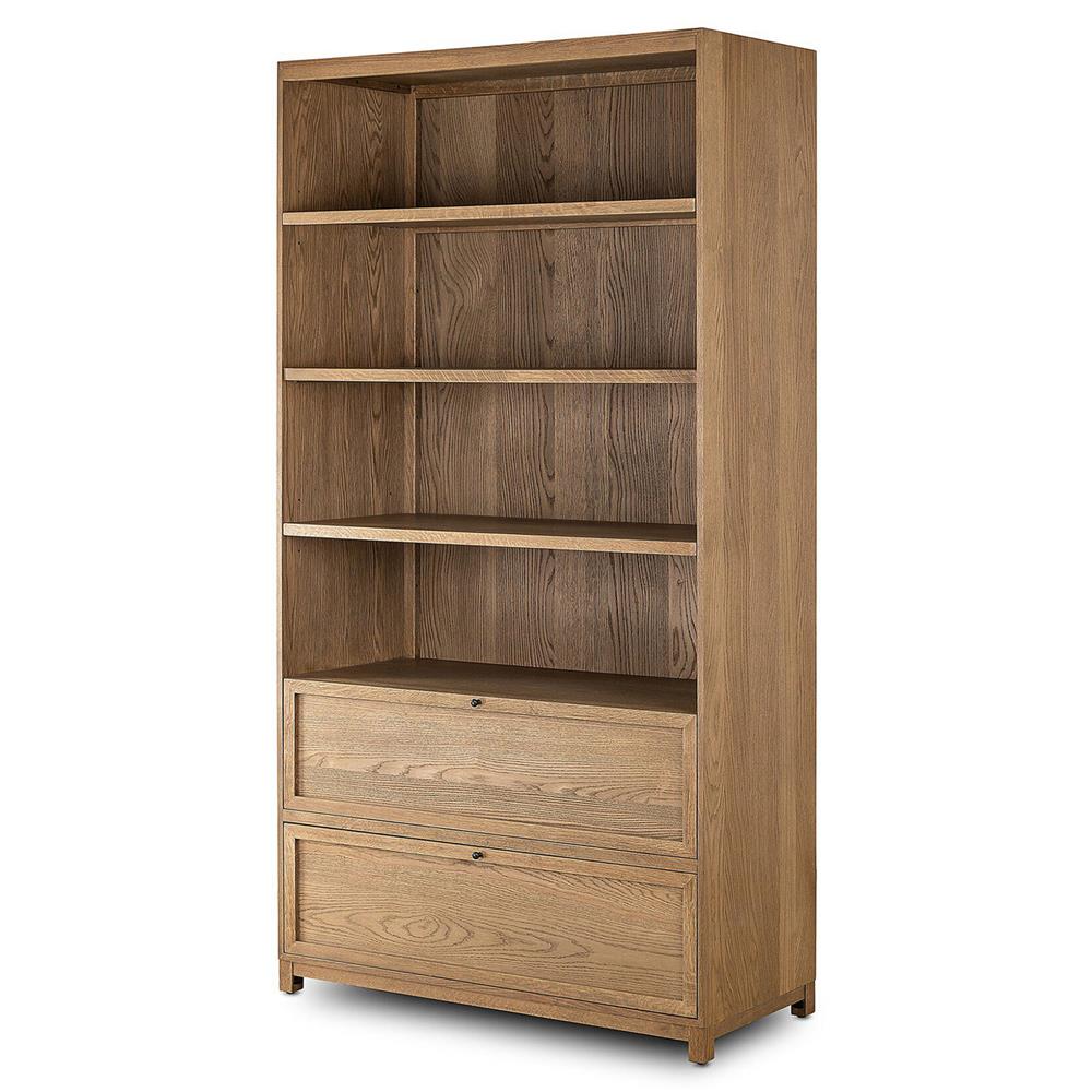 Clarence Rustic Lodge Brown Oak Bookcase|