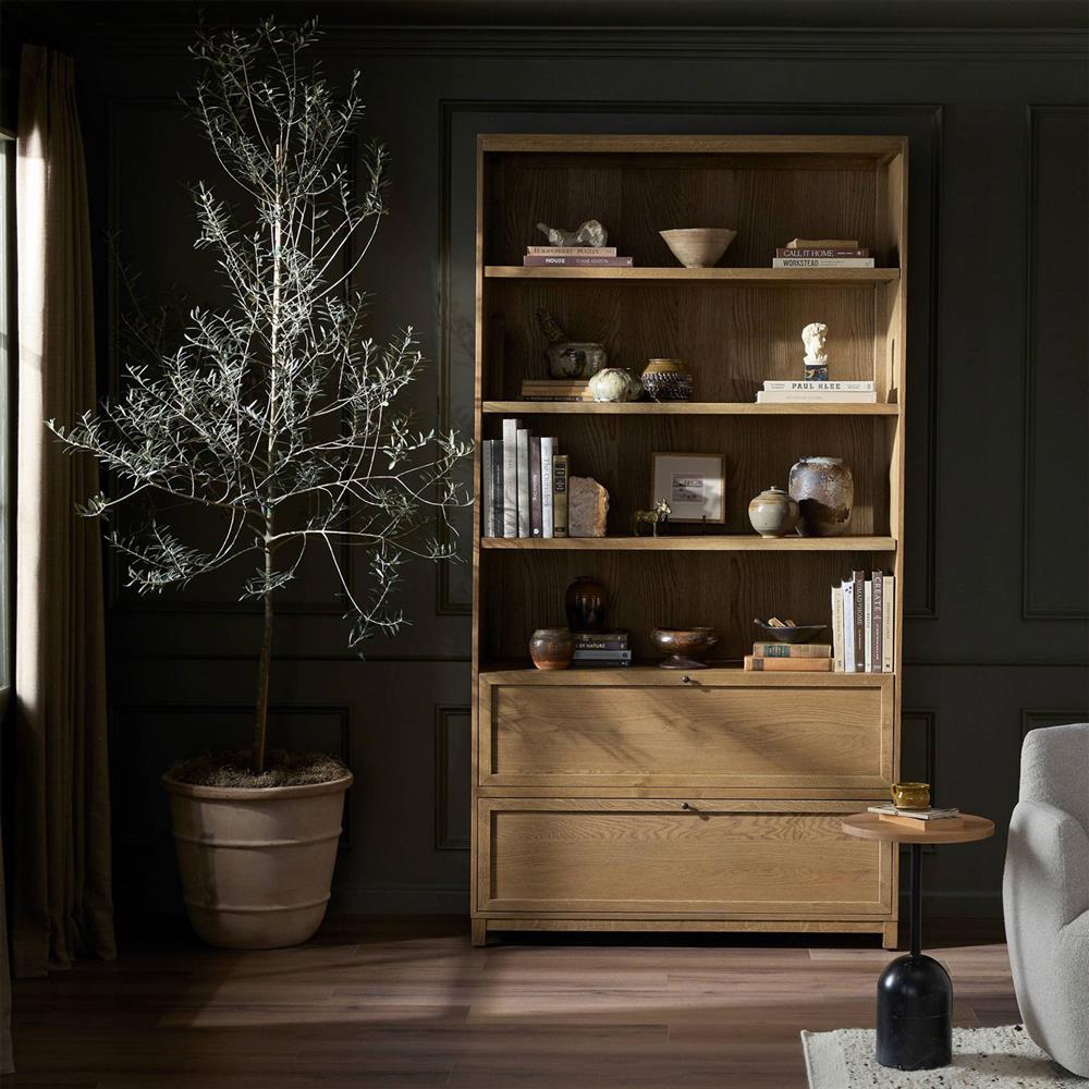 Clarence Rustic Lodge Brown Oak Bookcase|