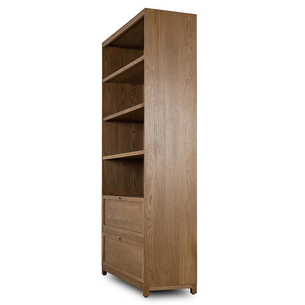 Clarence Rustic Lodge Brown Oak Bookcase|