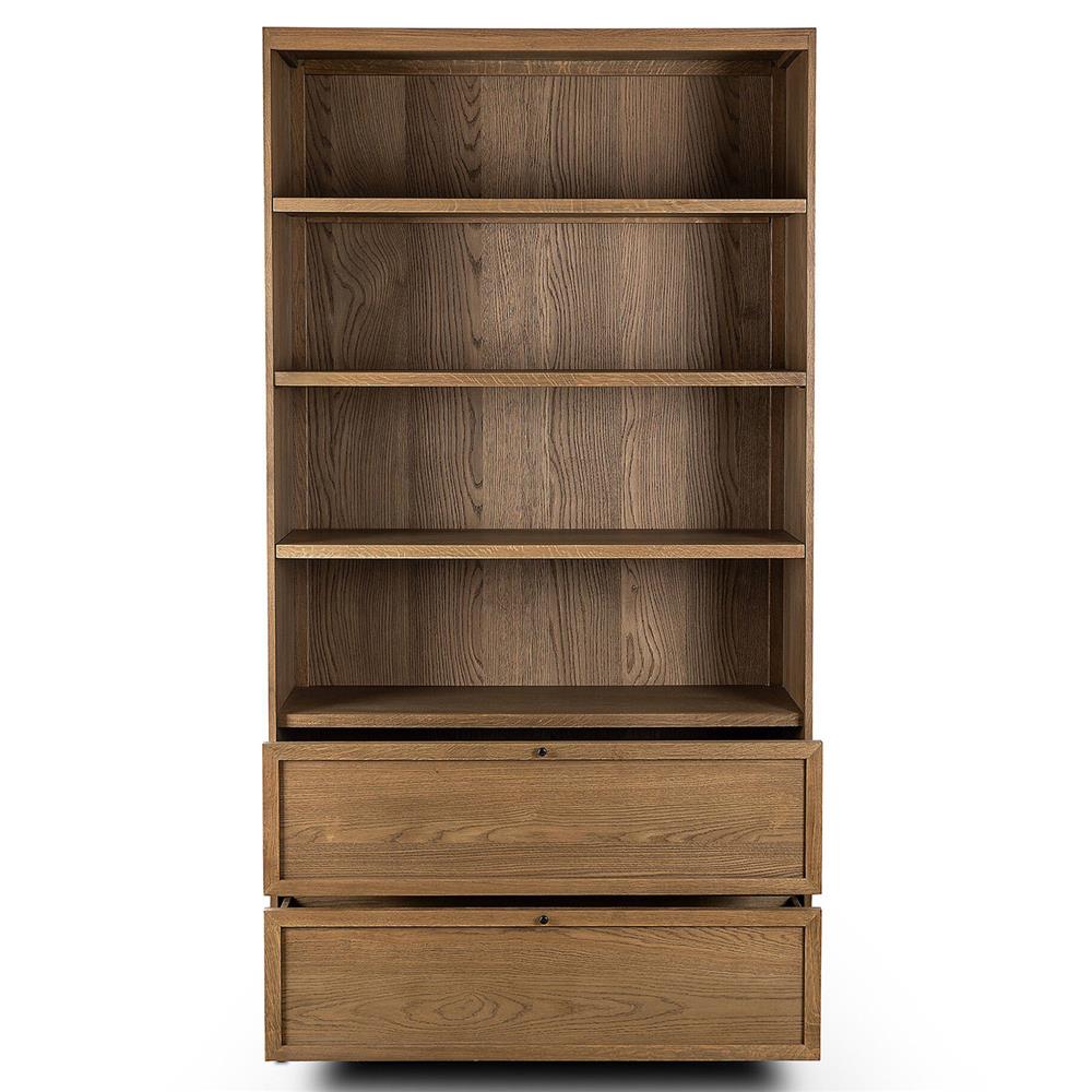 Clarence Rustic Lodge Brown Oak Bookcase|