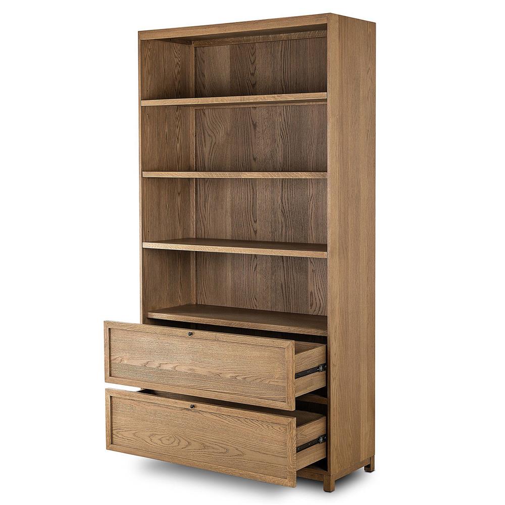 Clarence Rustic Lodge Brown Oak Bookcase|