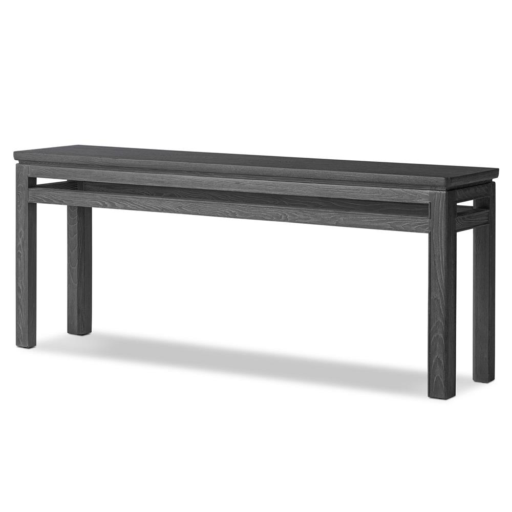 Harold Rustic Lodge Black Oak Wood Rectangular Console Table Extra