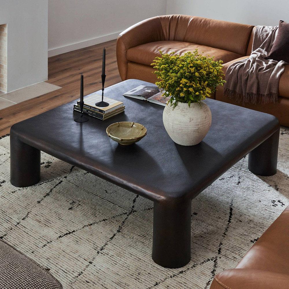 Luke Industrial Loft Bronze Aluminum Square Coffee Table 51