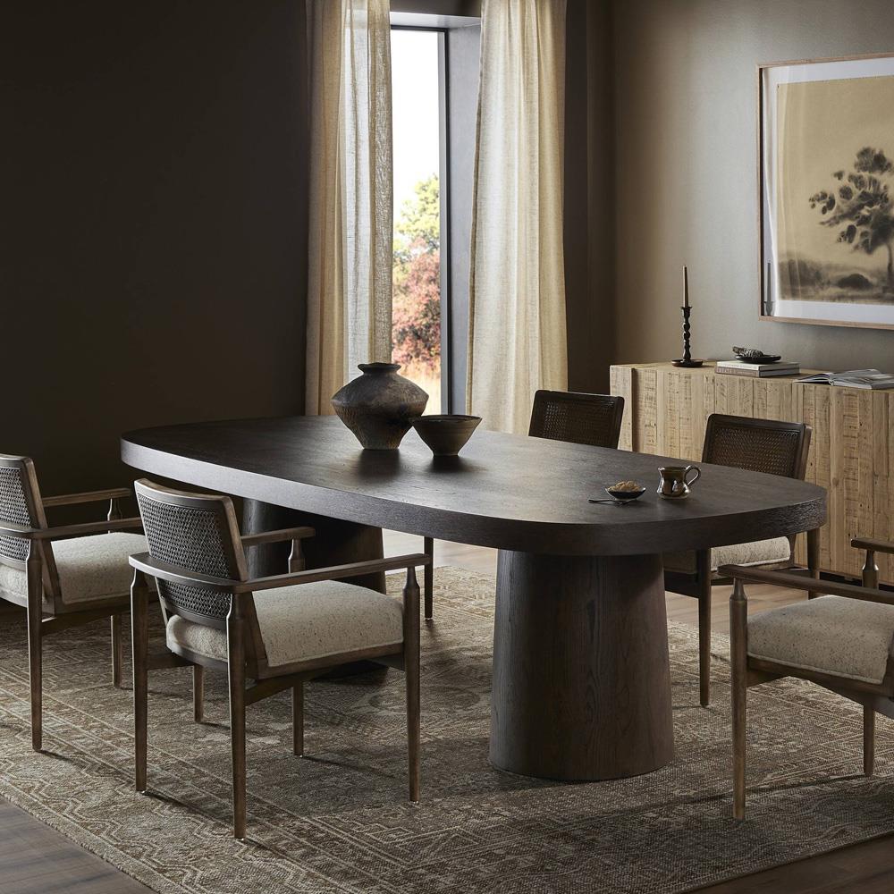 Amaryllis Rustic Lodge Brown Oak Oval Dining Table - 108