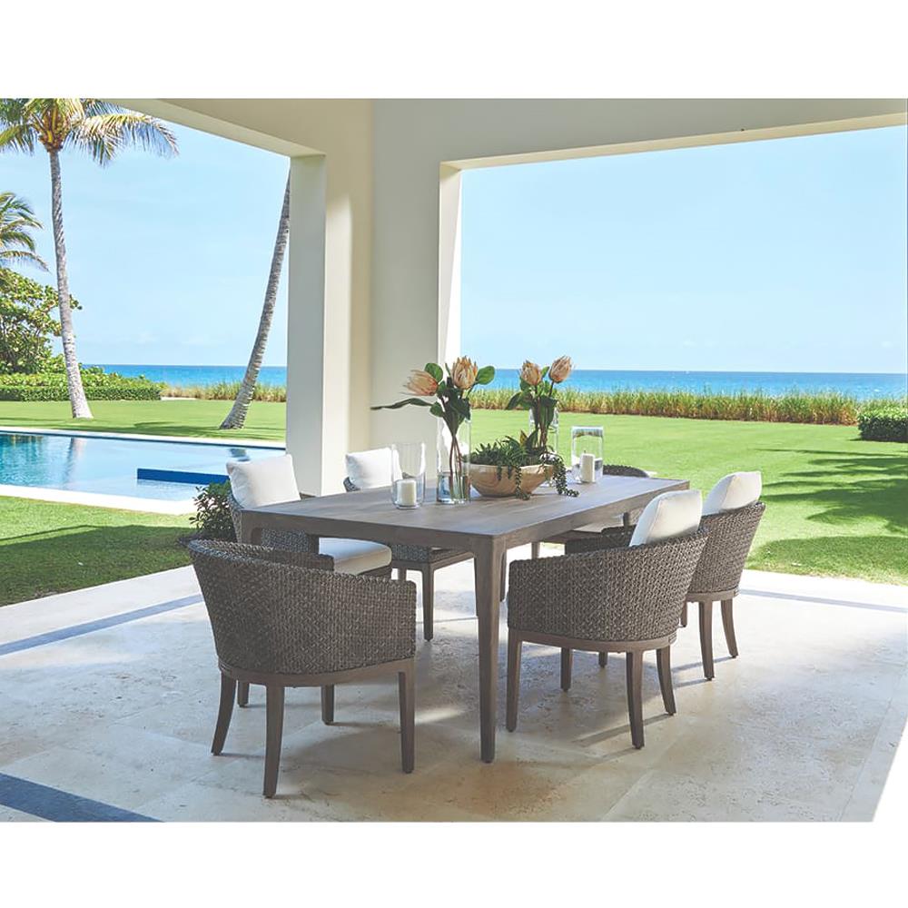 Mavis Coastal Beach Grey Aluminum Rectangular Outdoor Dining Table - 88"|