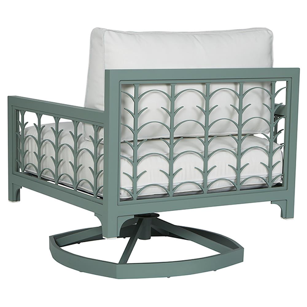 Tracey French Country White Sunbrella Green Aluminum Outdoor Swivel Rocker Chair|