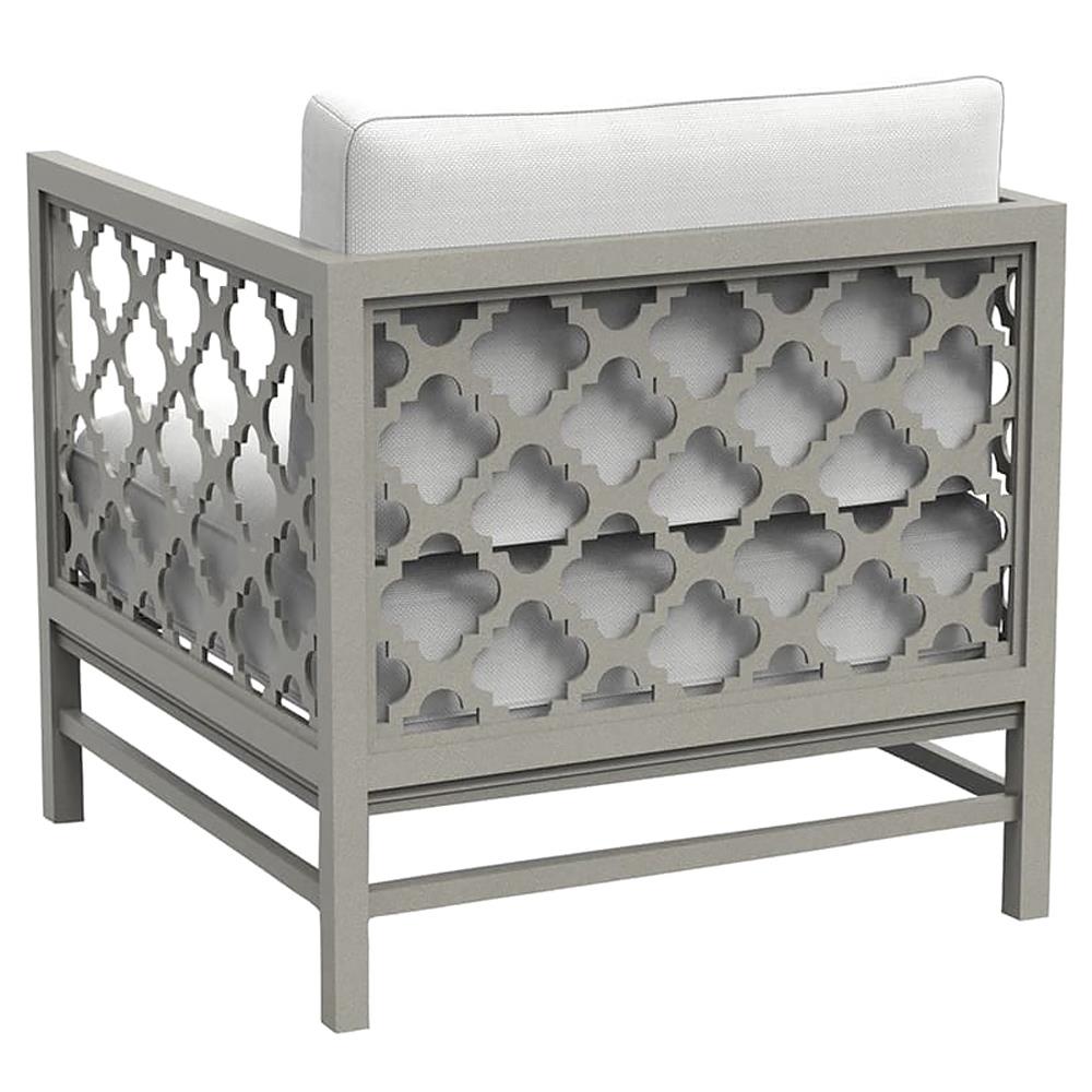 Alec French Country White Sunbrella Grey Aluminum Outdoor Lounge Chair|