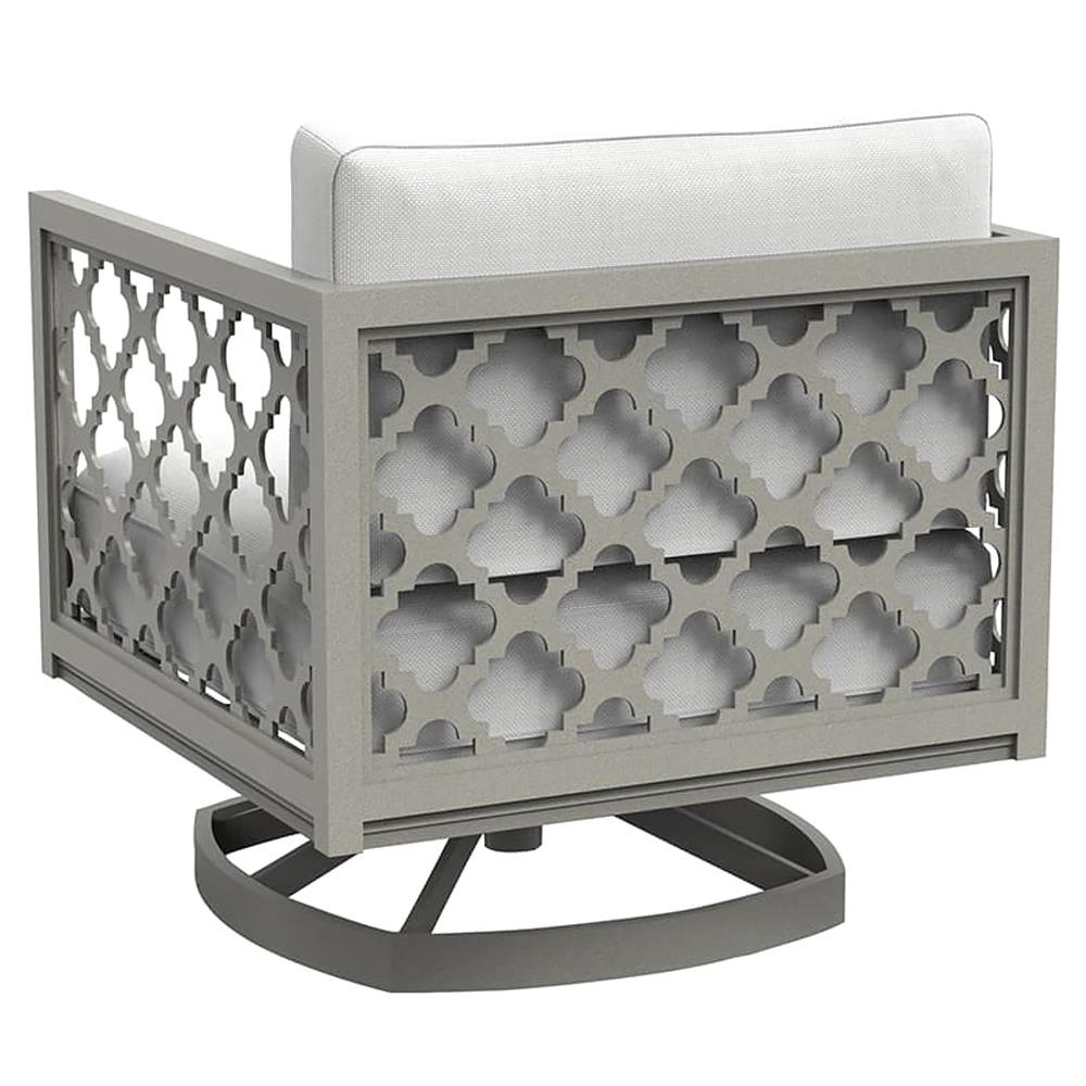 Alec French Country White Sunbrella Grey Aluminum Outdoor Swivel Rocker Chair|