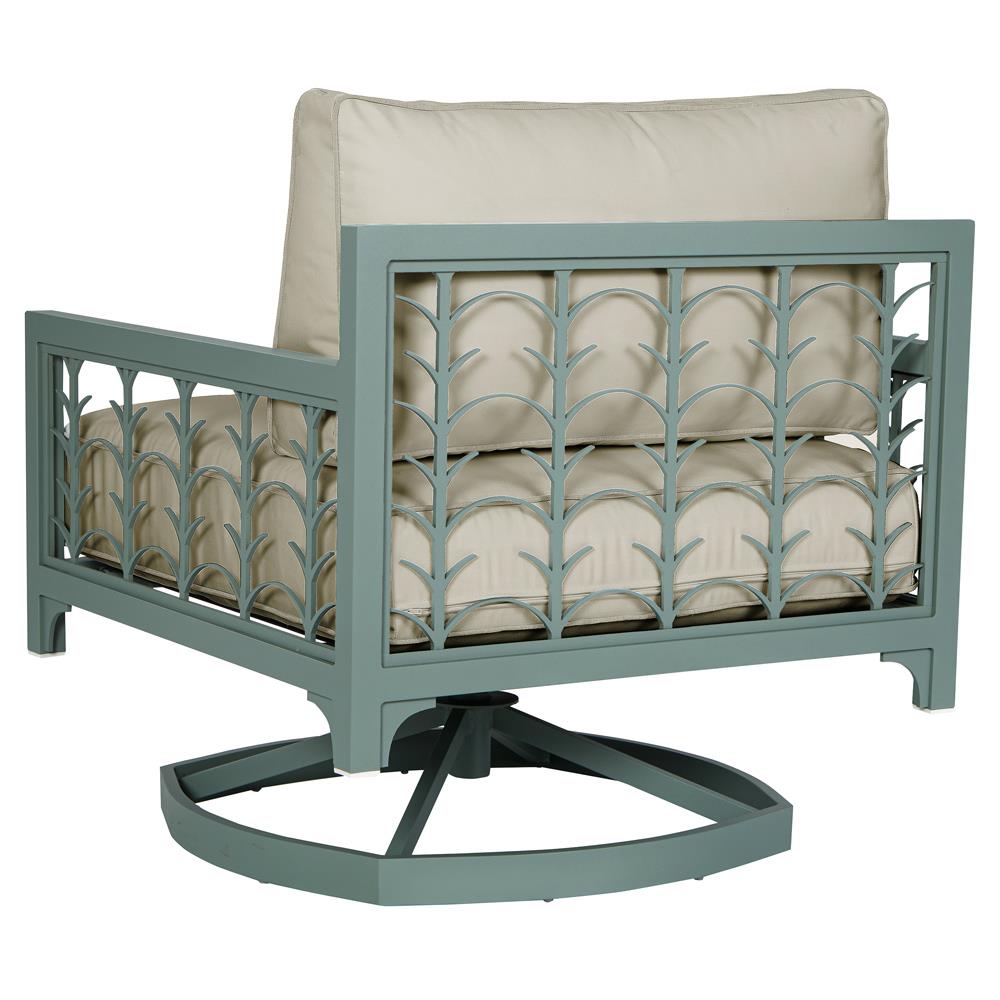 Tracey French Country Beige Sunbrella Green Aluminum Outdoor Swivel Rocker Chair|