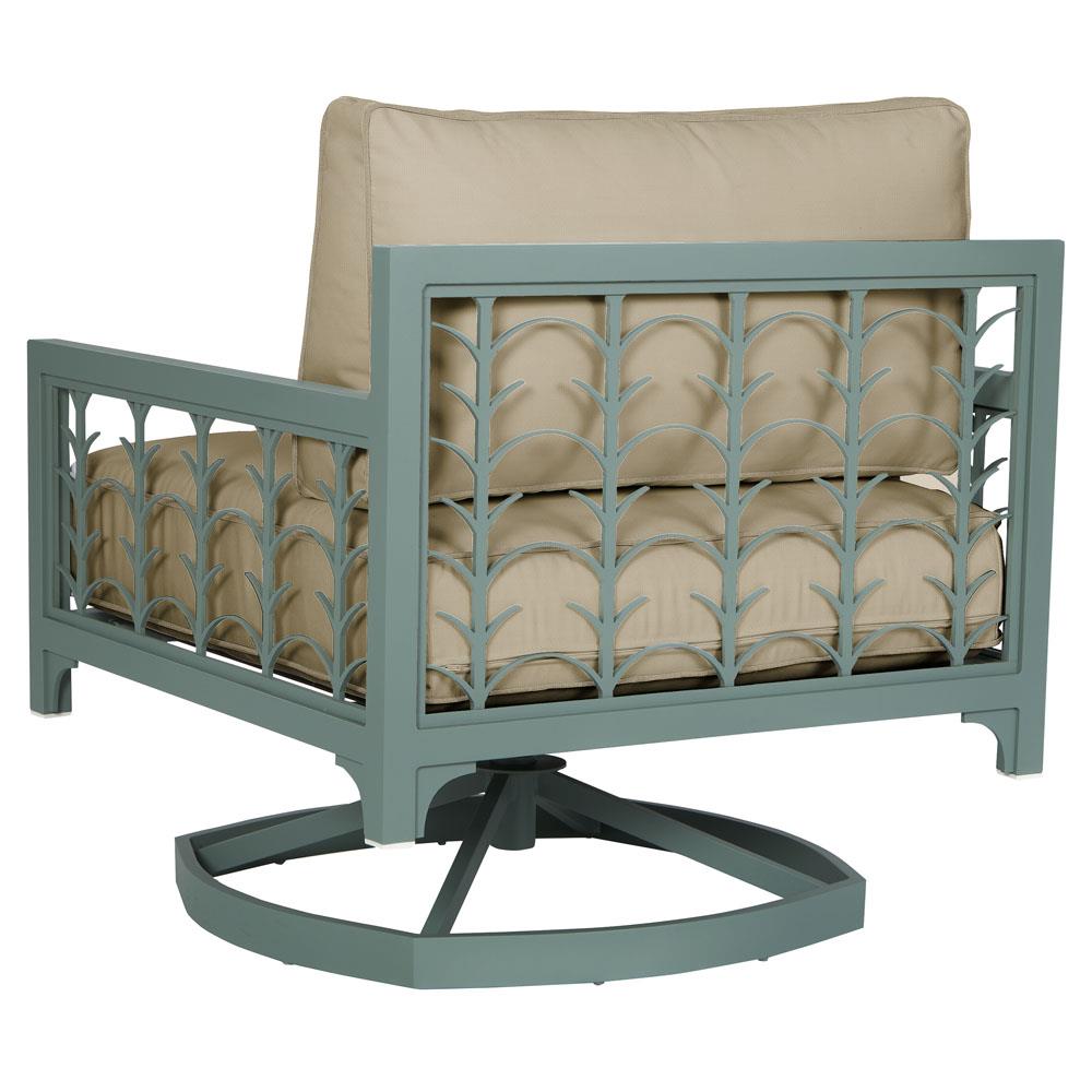 Tracey French Country Sand Sunbrella Green Aluminum Outdoor Swivel Rocker Chair|