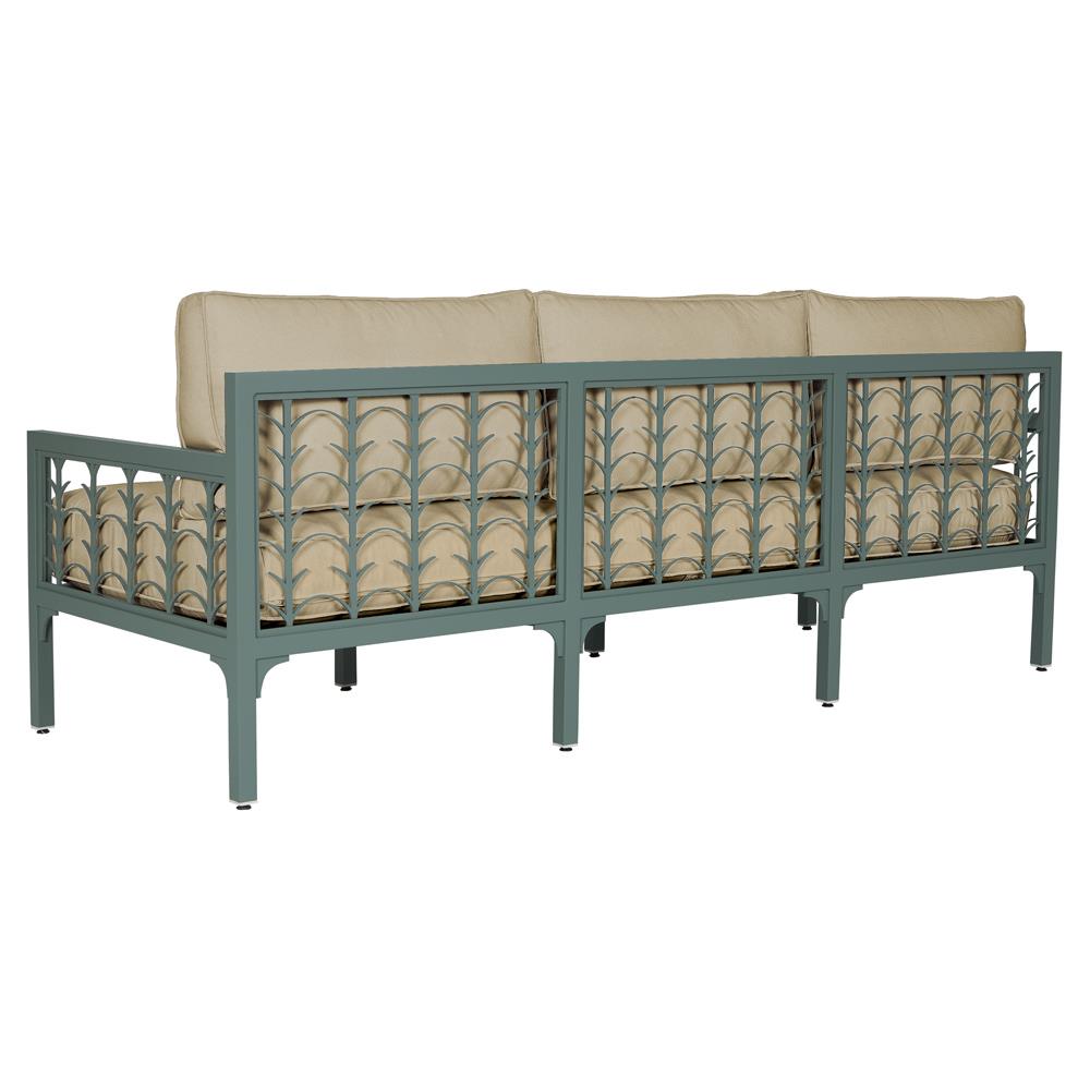 Tracey French Country Sand Sunbrella Green Aluminum Outdoor Sofa - 87"|