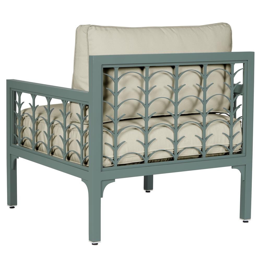 Tracey French Country Beige Sunbrella Green Aluminum Outdoor Lounge Chair|