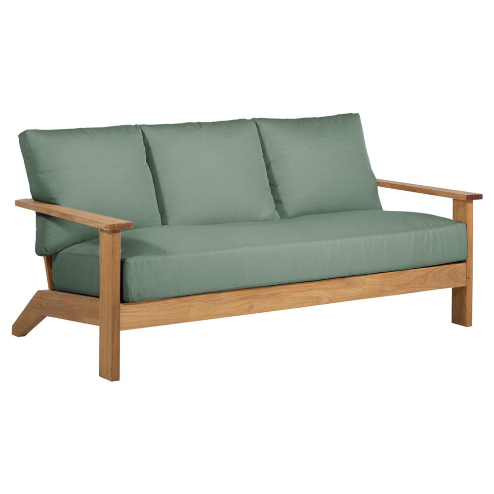 Ashland Green Sunbrella Natural Teak Outdoor Sofa - 74