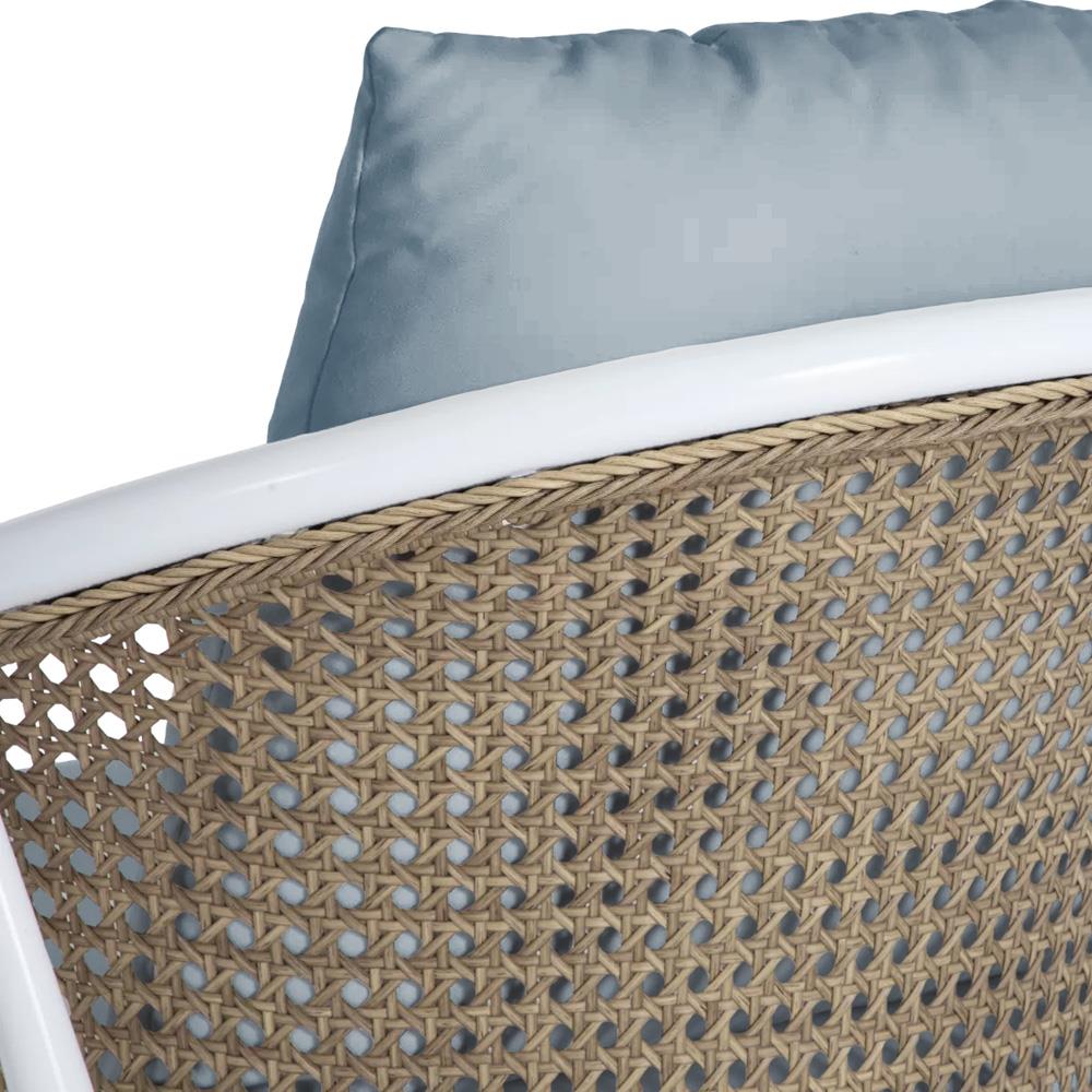 Havana Euro Blue Sunbrella White Aluminum Outdoor Arm Chair|