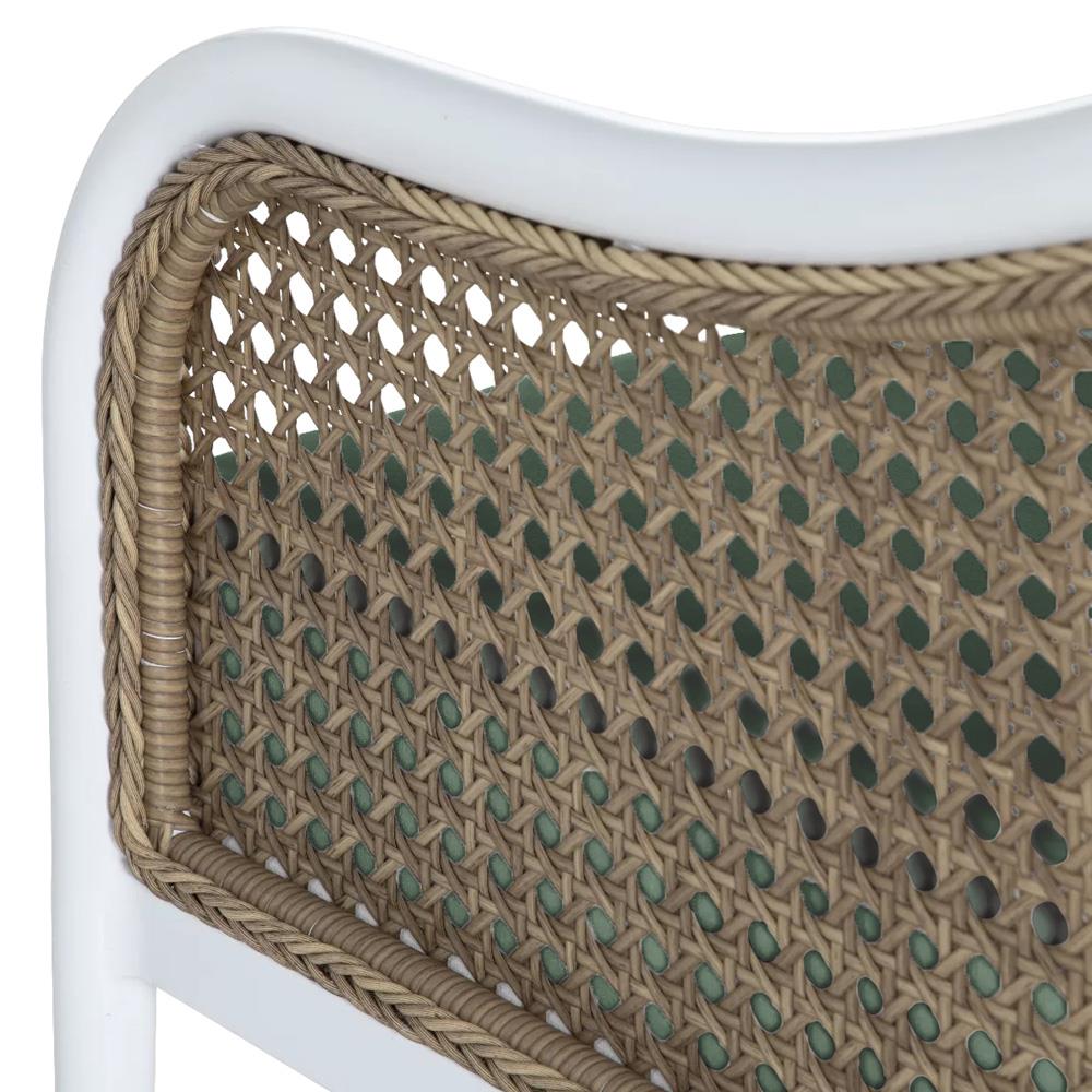 Havana Euro Green Sunbrella White Aluminum Outdoor Arm Chair|