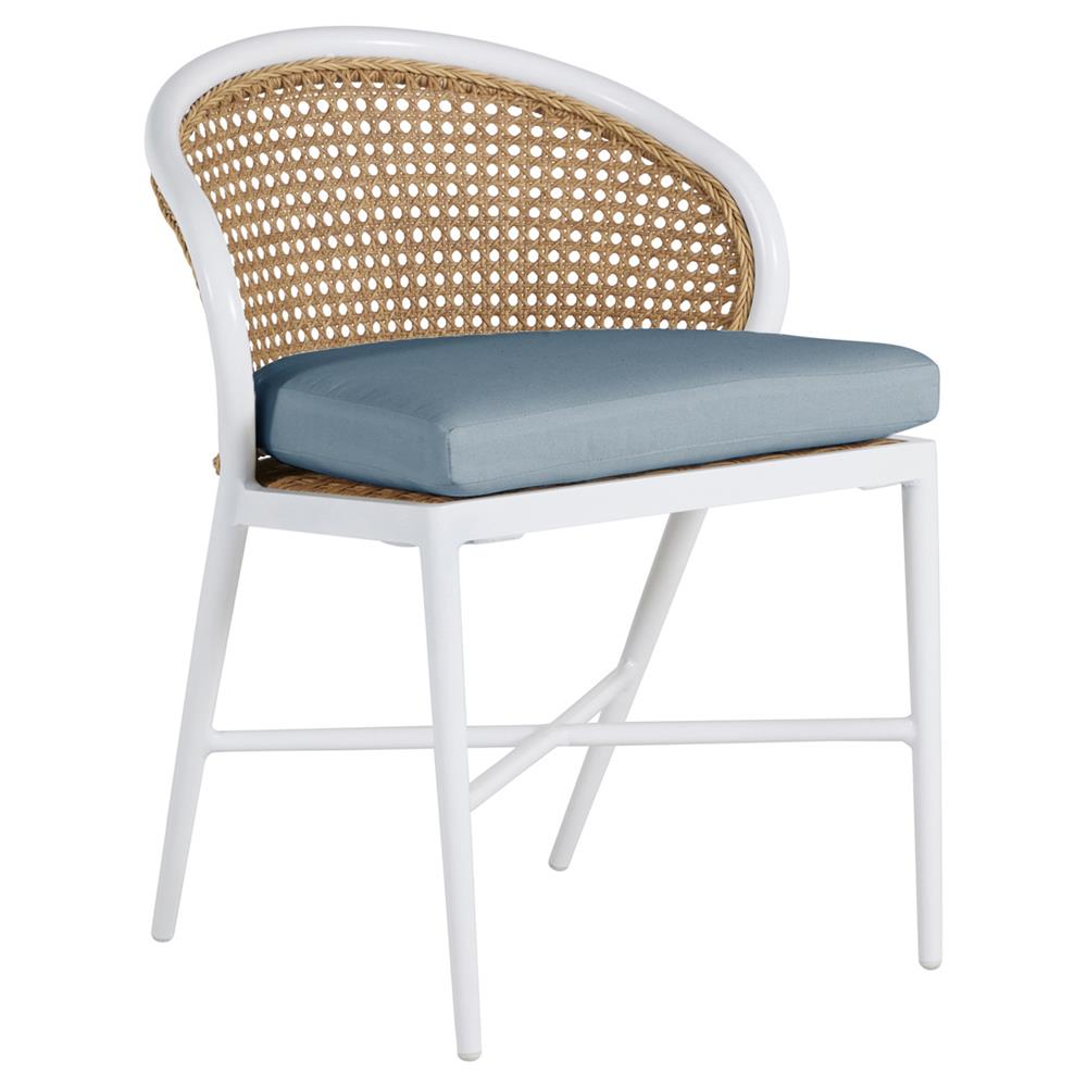 Havana Blue Sunbrella White Aluminum Outdoor Dining Side Chair|