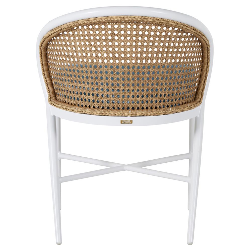 Havana Blue Sunbrella White Aluminum Outdoor Dining Side Chair|