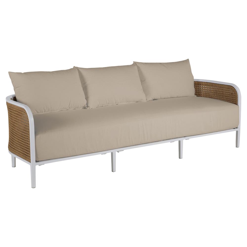 Havana Beige Sunbrella White Aluminum Outdoor Sofa - 86"|