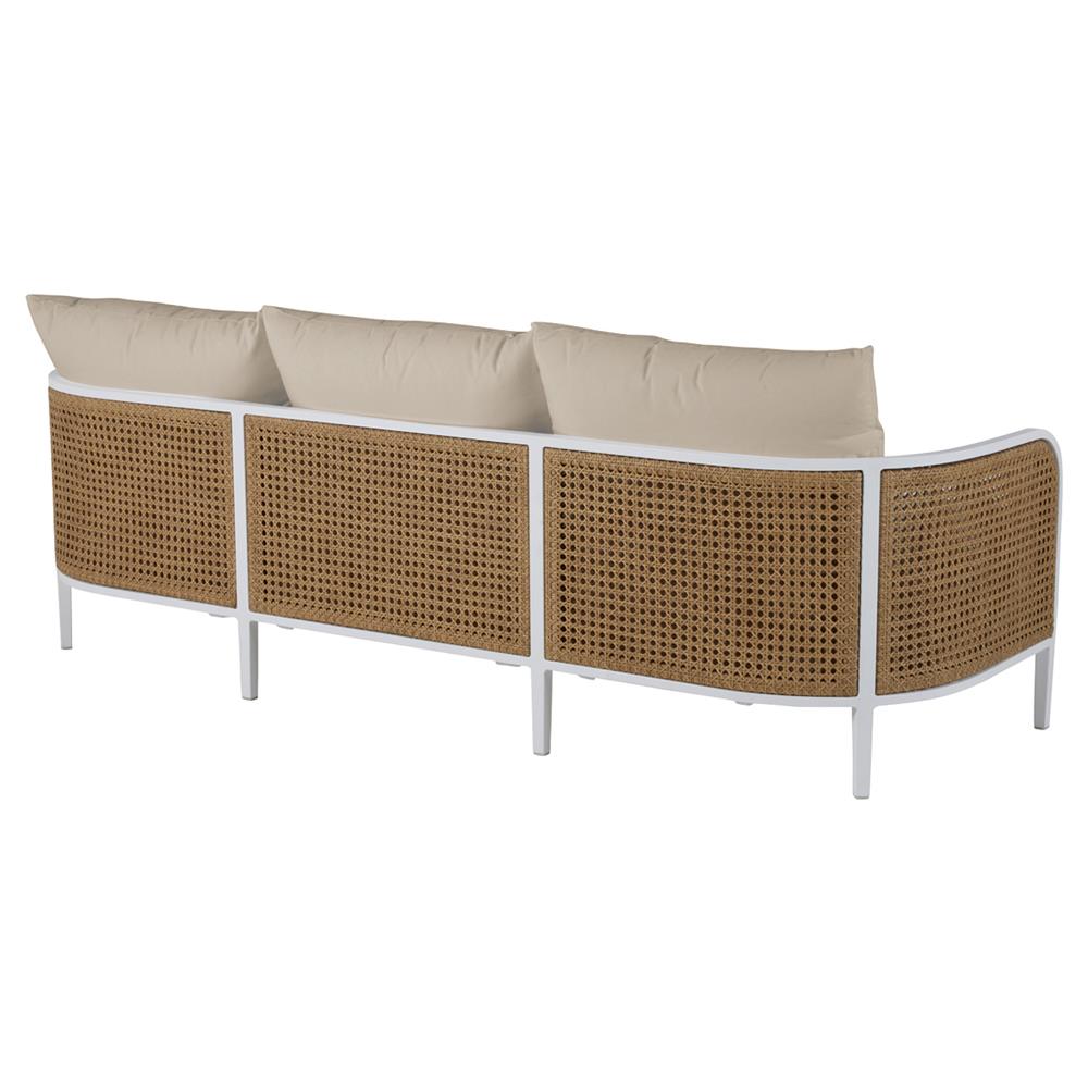 Havana Beige Sunbrella White Aluminum Outdoor Sofa - 86"|