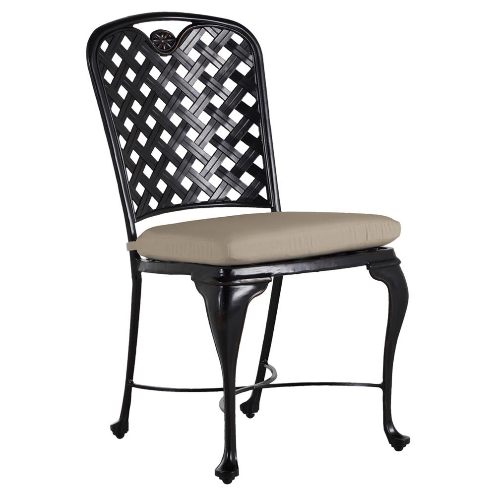Provance Beige Sunbrella Ancient Earth Black Outdoor Dining Chair|