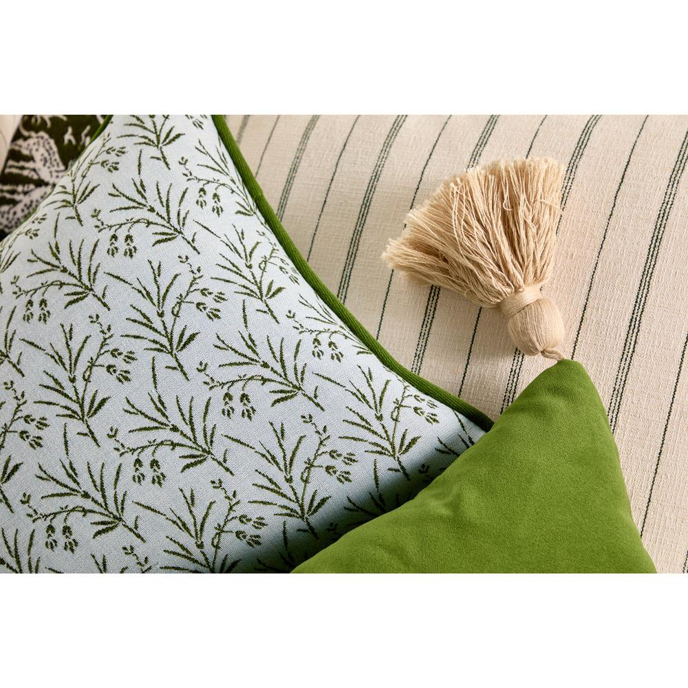 Jules Modern Green Velvet Indoor Outdoor Tassel Throw Pillow - 20x20|