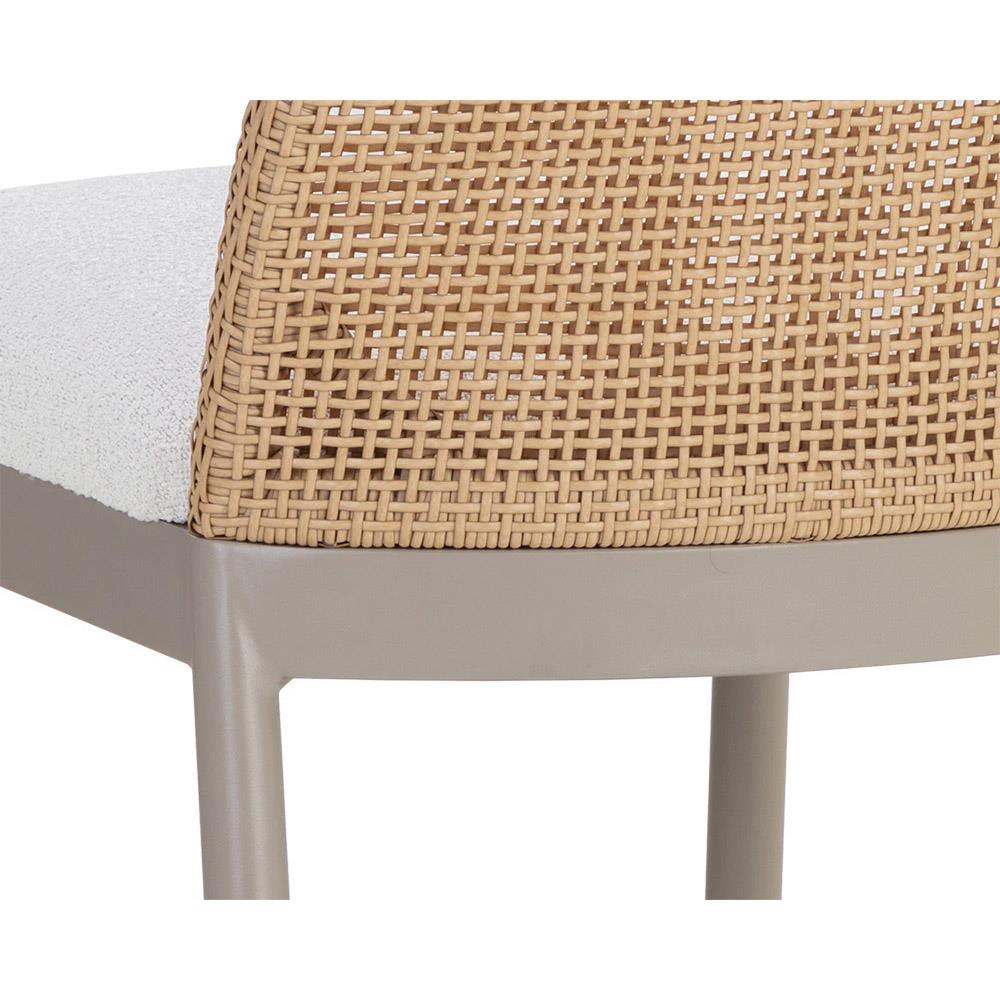 Marwa Coastal Cream Boucle Natural Wicker Outdoor Counter Stool|