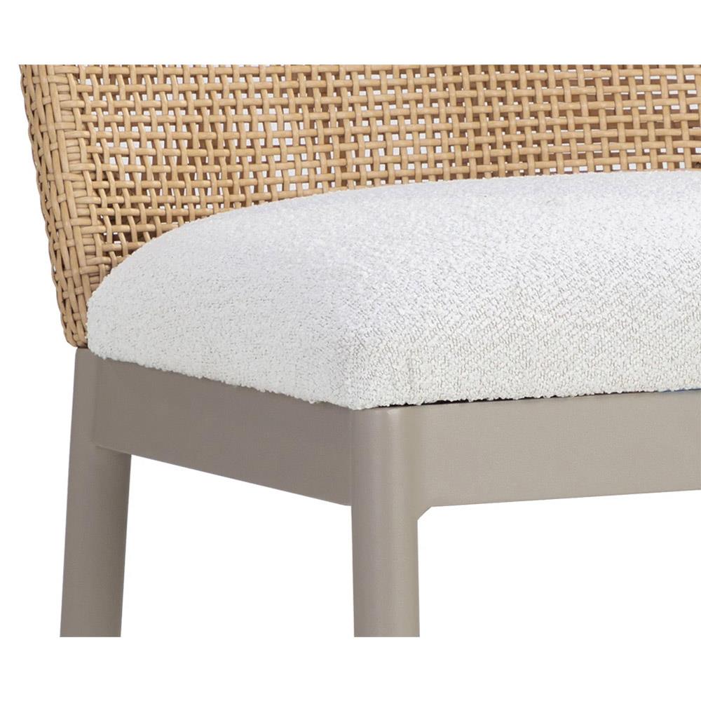 Marwa Coastal Cream Boucle Natural Wicker Outdoor Counter Stool|