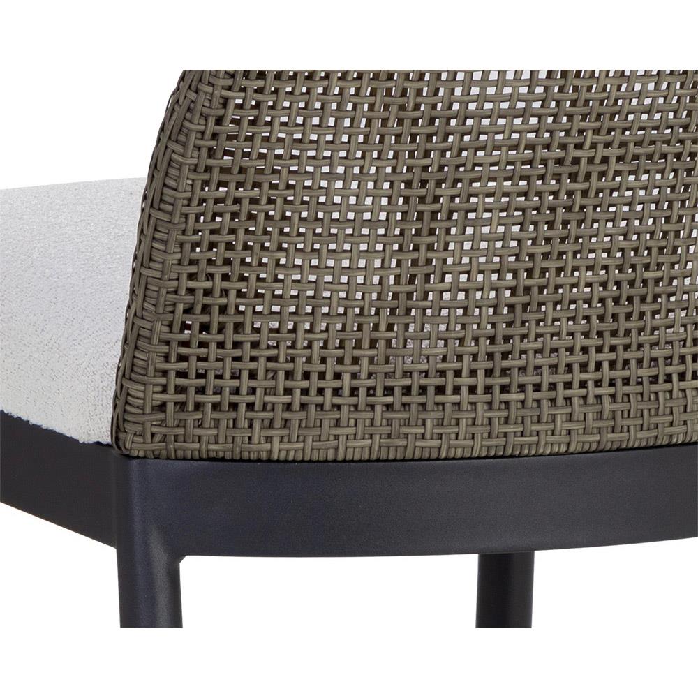 Marwa Coastal Cream Boucle Ore Grey Wicker Outdoor Counter Stool|