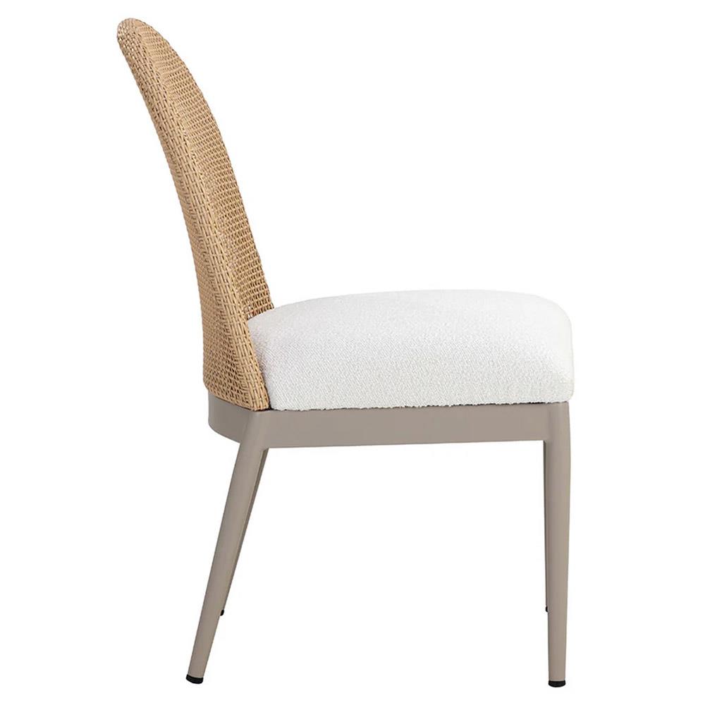 Marwa Cream Boucle Natural Wicker Dining Side Chair - Set of 2|