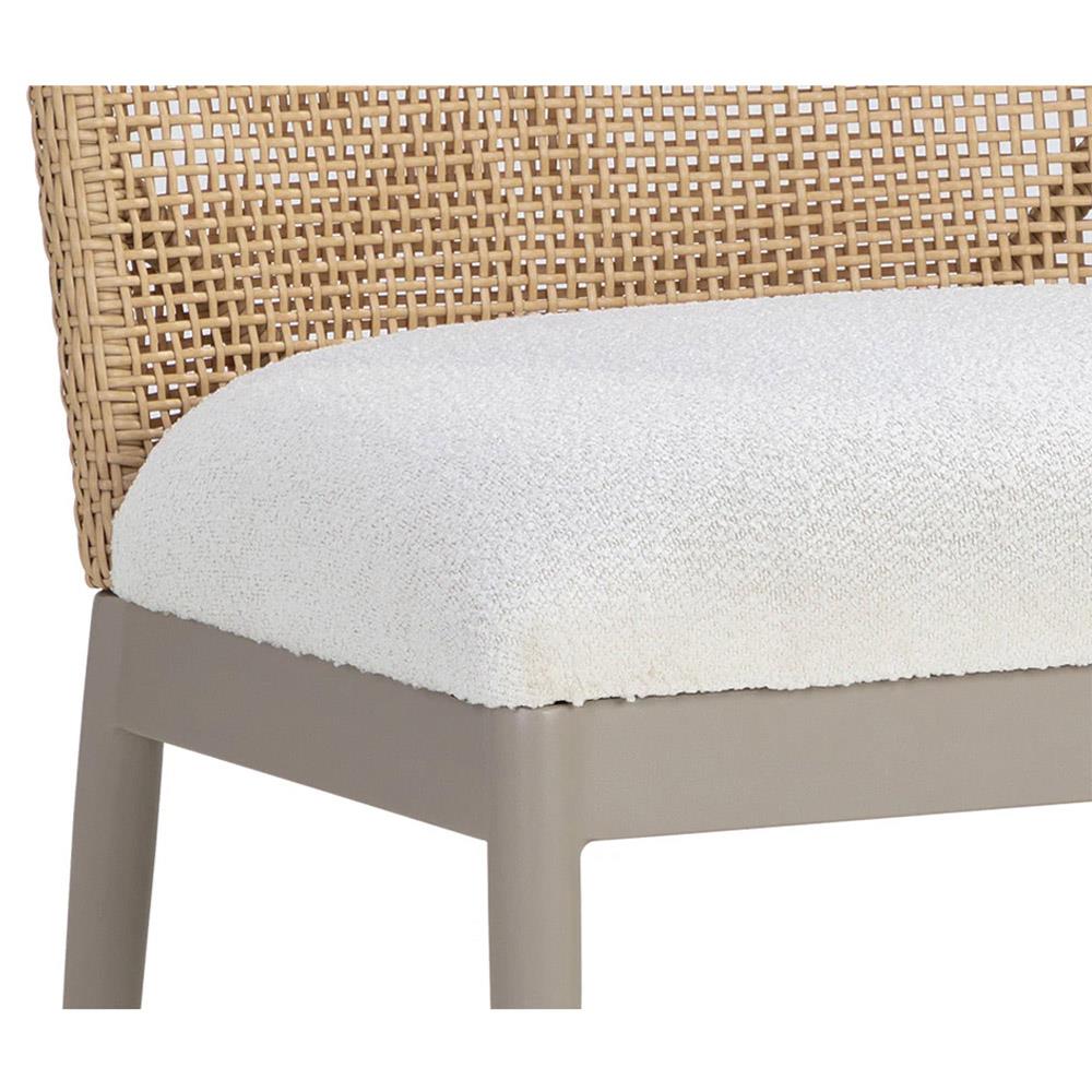 Marwa Cream Boucle Natural Wicker Dining Side Chair - Set of 2|