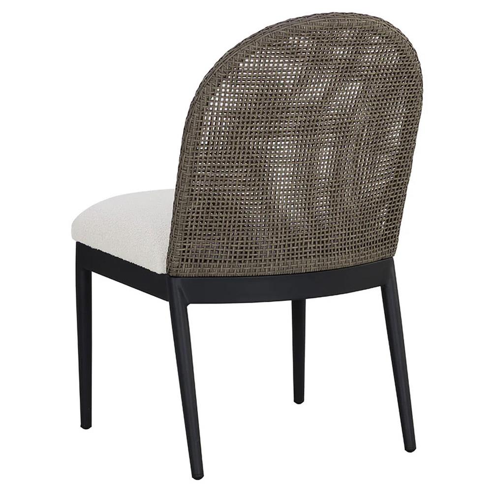Marwa Cream Boucle Ore Grey Wicker Dining Side Chair - Set of 2|