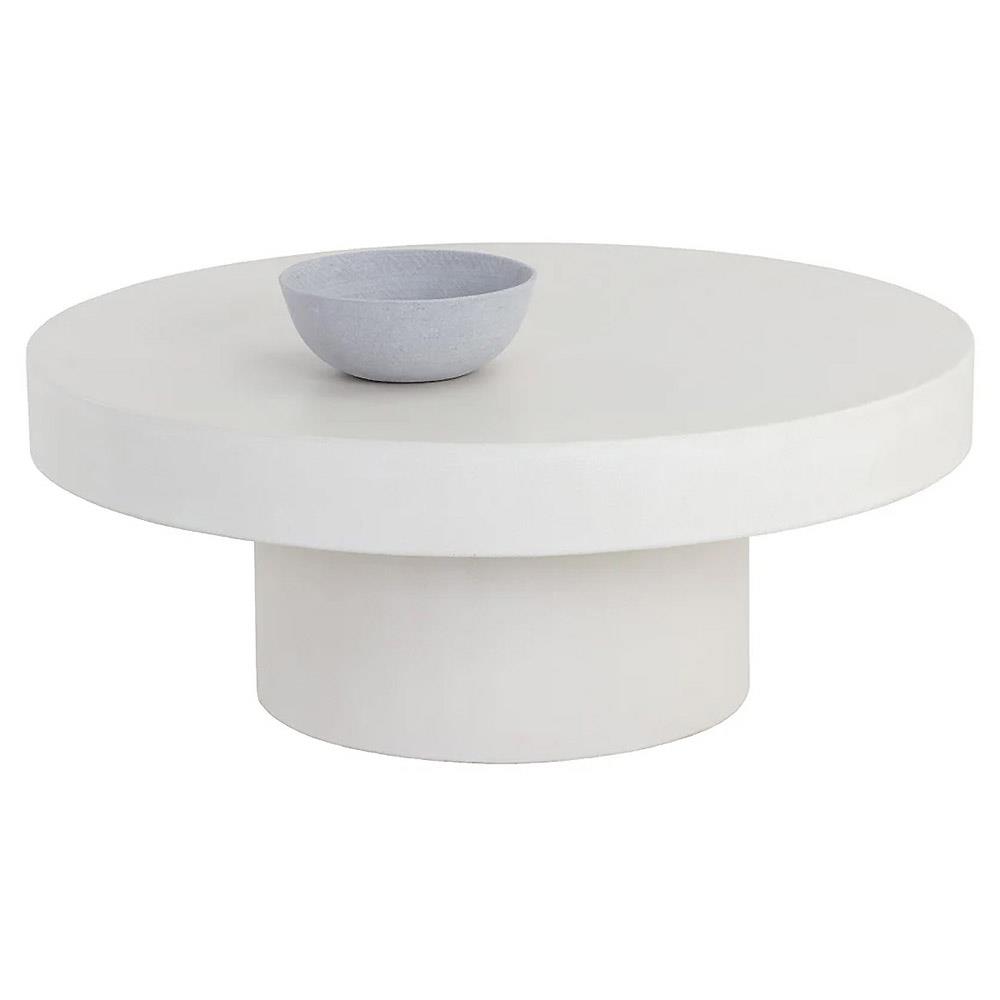 Dotson Industrial White Concrete Outdoor Coffee Table 31" W - 40" W ...