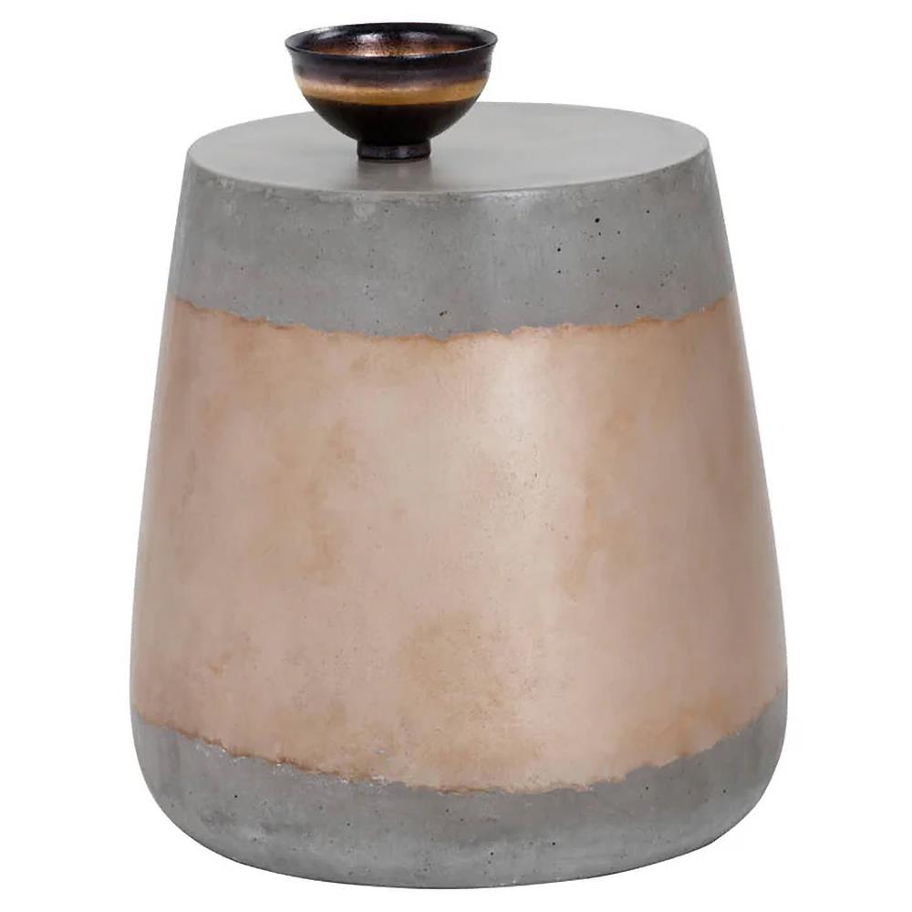 Costera Industrial Gold Concrete Round Drum Outdoor Side Table|
