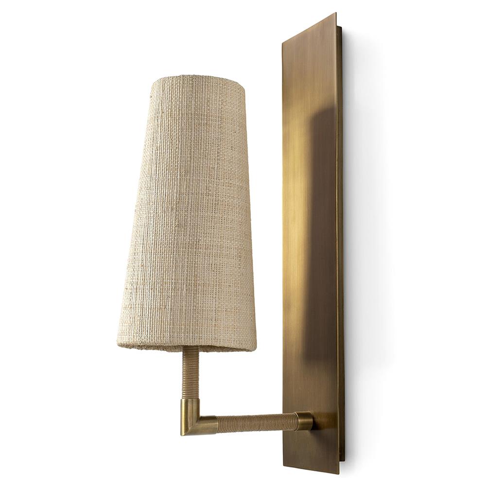 Palecek Irving Coastal Beach Natural Raffia Antique Brass Single