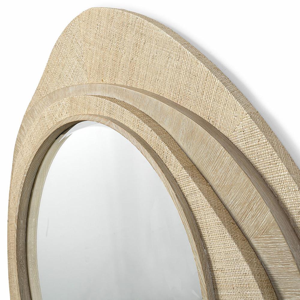 Palecek Larissa Coastal Beach Natural Raffia Round Wall Mirror|