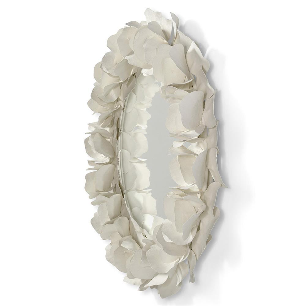 Palecek Virginia Coastal Beach White Fiberglass Floral Round Wall Mirror|