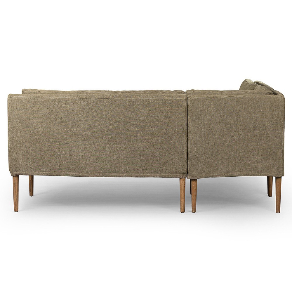 Aurelia Broadway Olive Linen Dining L-Shape Banquette - 76"|