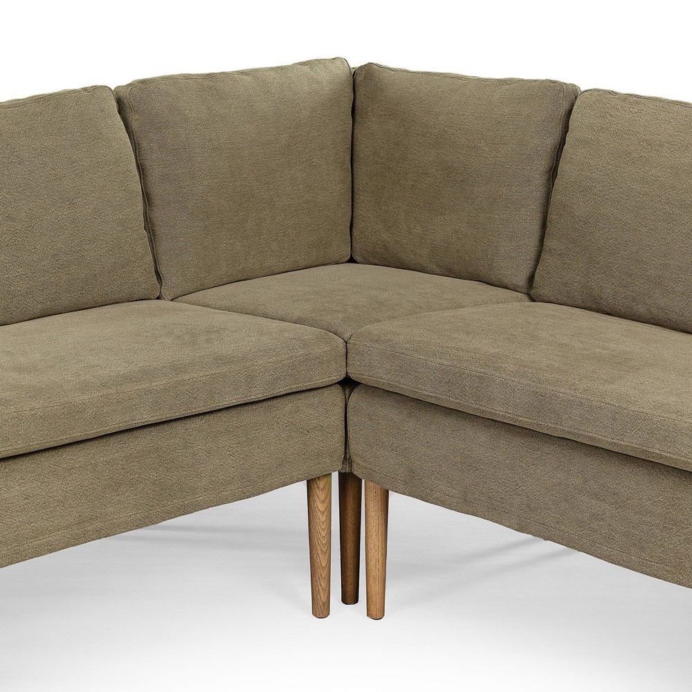 Aurelia Broadway Olive Linen Dining L-Shape Banquette - 76"|