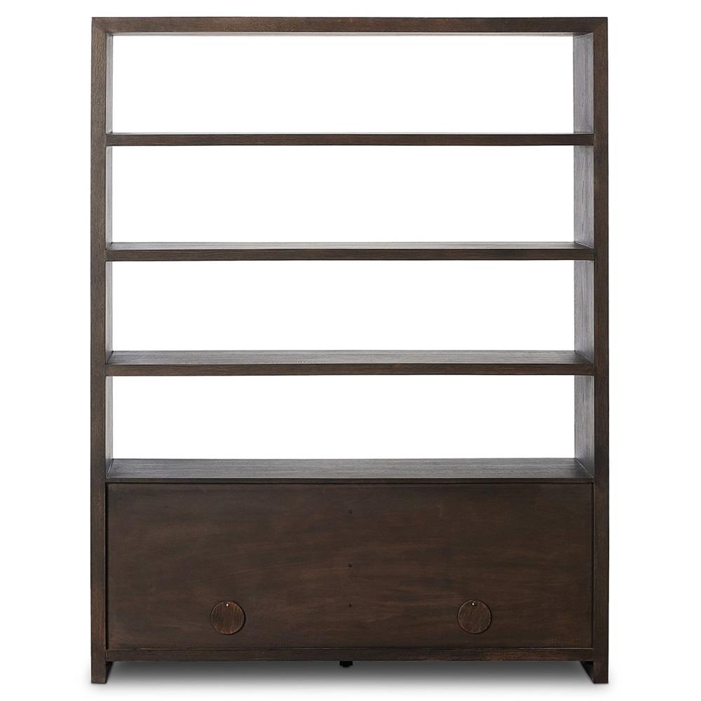 Marcella Rustic Lodge Distressed Iron Brown Oak Wood Bookcase|