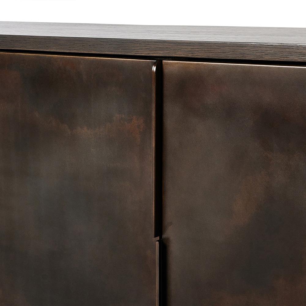 Marcella Rustic Lodge Distressed Iron Brown Oak Wood Bookcase|