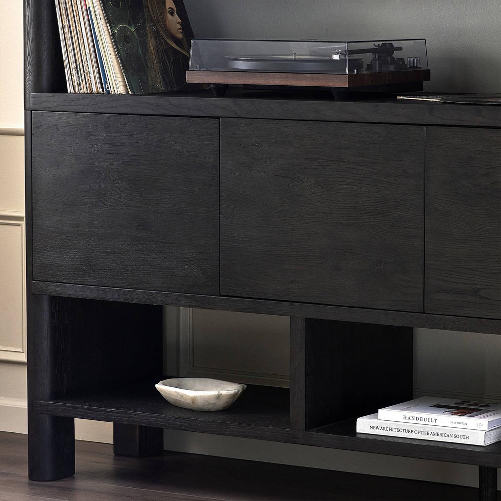 Slade Rustic Lodge Black Oak Wood Wide Bookcase|