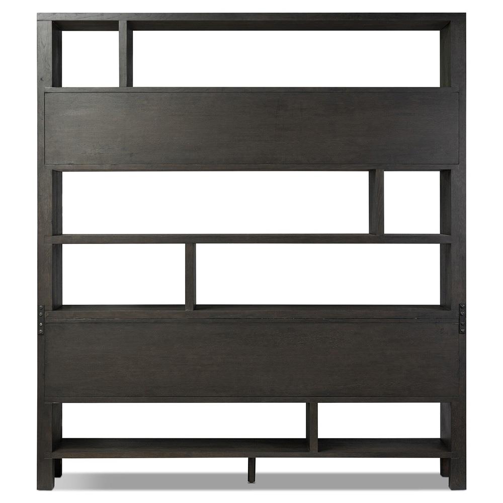 Slade Rustic Lodge Black Oak Wood Wide Bookcase|