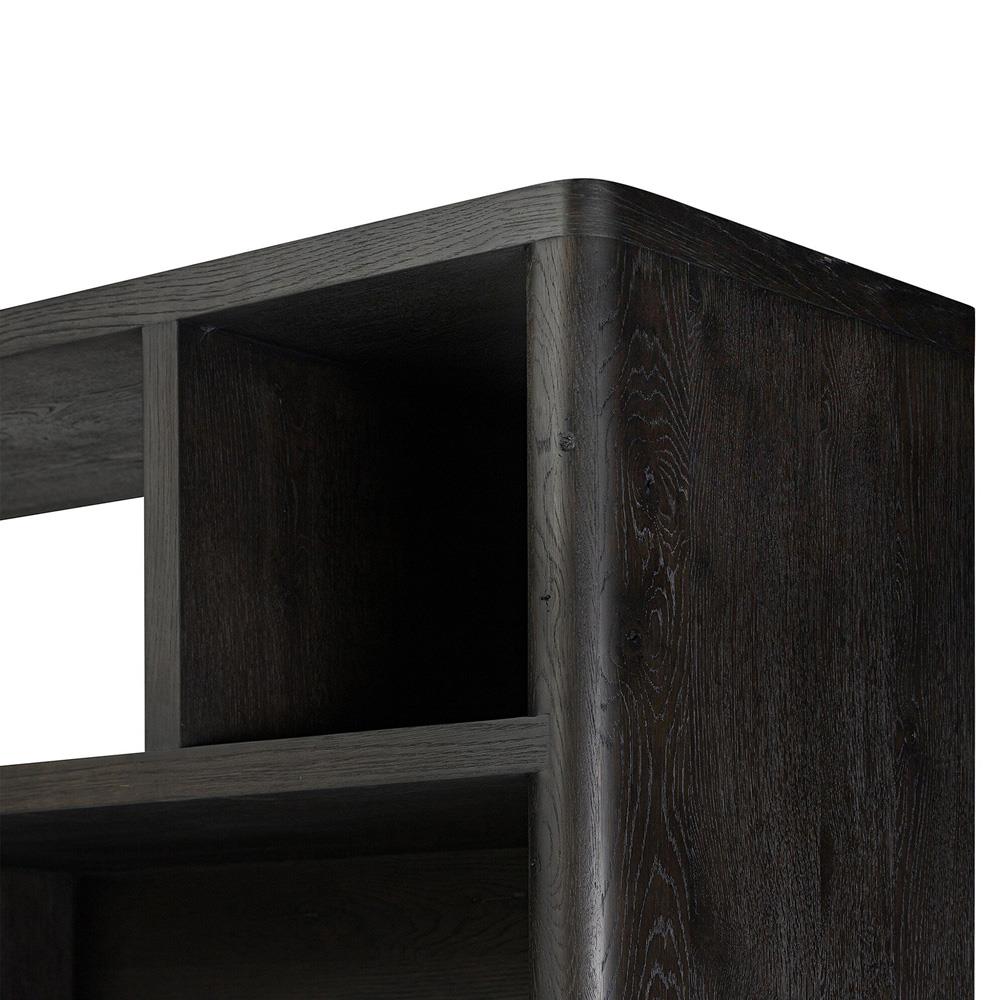 Slade Rustic Lodge Black Oak Wood Wide Bookcase|