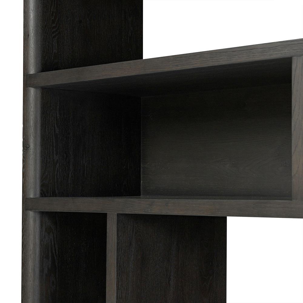 Slade Rustic Lodge Black Oak Wood Wide Bookcase|