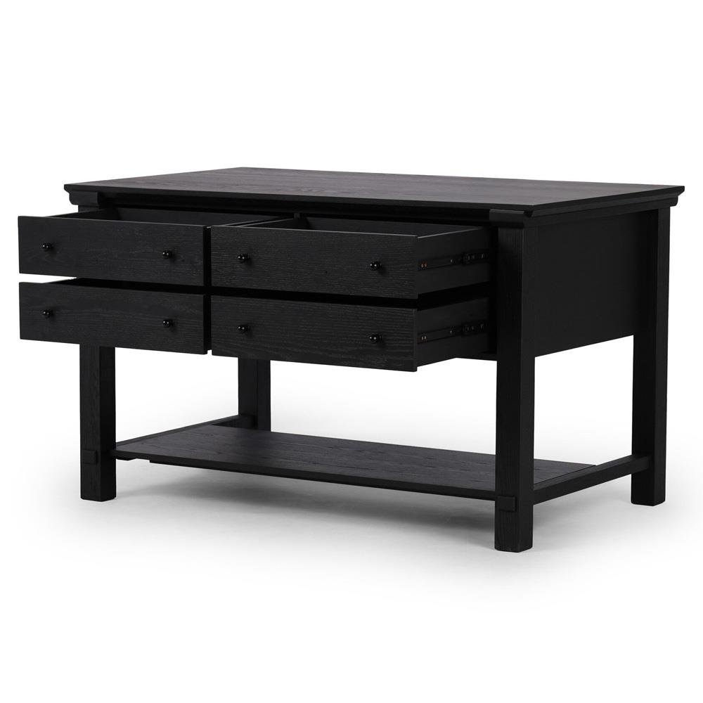 Gavin Rustic Black Oak Rectangular Kitchen Island - 60"|
